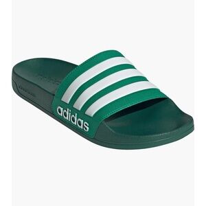 Adidas Green and White Slide Sandals